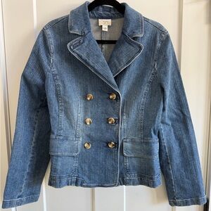 LOFT Double Breasted Vintage Denim Jacket Size 12 A15